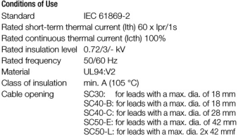 分裂鐵芯電流互感器 SC40-B 、SC50-E產(chǎn)品系列參數(shù)